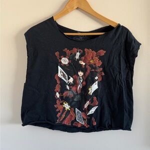 Kakegurui Anime Black Graphic Tee with Red Accents